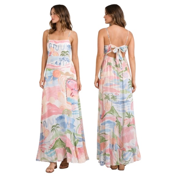 Paper Crane Dresses & Skirts - Paper Heart Anthropologie Coastal Tequila Sunrise Maxi Sun Dress EUC